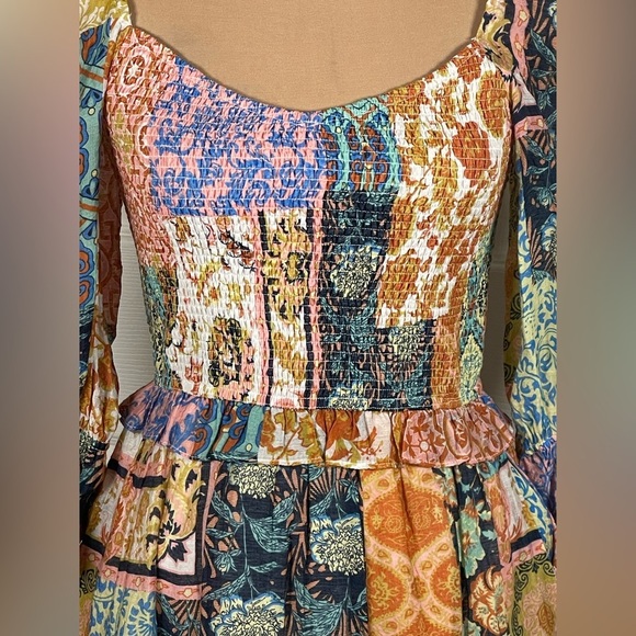 Fate: Listen To Your Heart Rust Orange Mixed Print Dress NWT Small - Picture 8 of 16